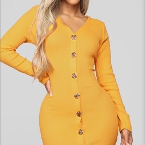 NWT ribbed button-up, mustard sweater dress